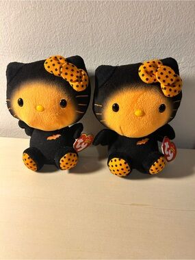 Ty Halloween Hello Kitty- Plush Pair - Black & Orange